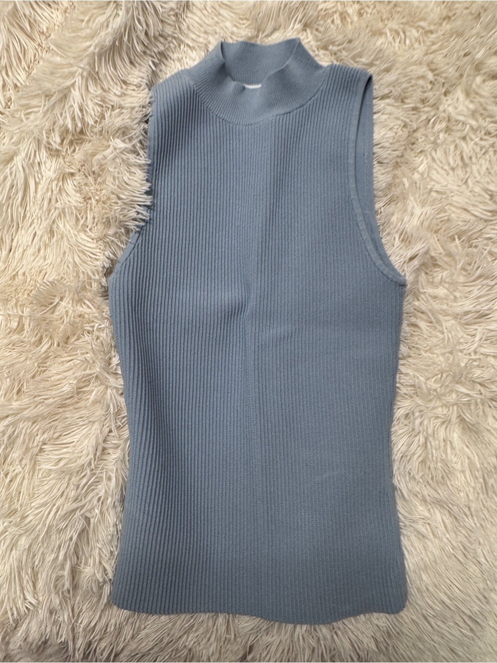 Aritzia Babaton Sleeveless Mockneck Sculpt Knit Top - Baby Blue, Women’s Small - Picture 5 of 7